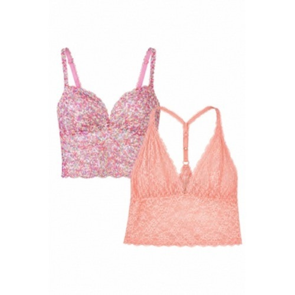 PINK Victoria's Secret Ipex Bralette Bra Lot of 2 Size L Multicolor Lace Lounge
